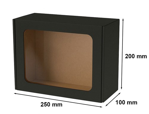 Pudełko ozdobne EKO czarne z oknem 250x200x100mm