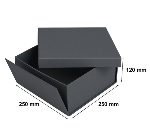Pudełko składane z wiekiem 250x250x120 Grafitowe