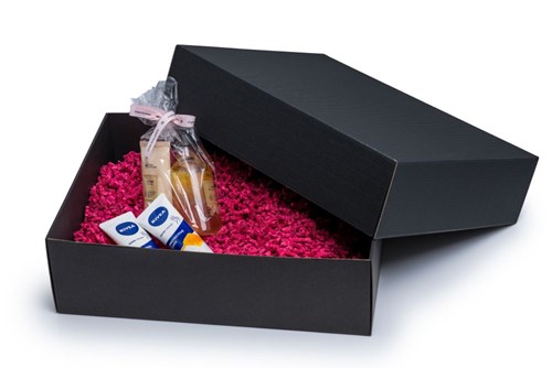 Pudełka karbowane czarne z wieczkiem 400x310x120mm, 10 sztuk