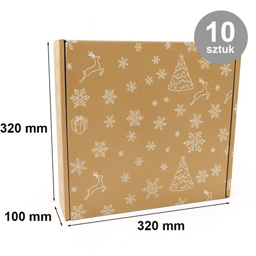 karton świąteczny, pudełko fasonowe, karton renifery, pakiet 10 sztuk, karton na prezenty