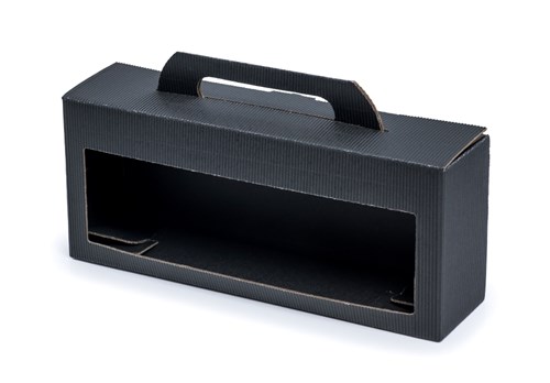 Czarny karton na 4 słoiki miodu karbowany 305x72x123mm z okienkiem