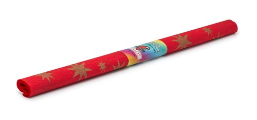 Bibuła Marszczona 50x200cm Czerwona w gwiazdy