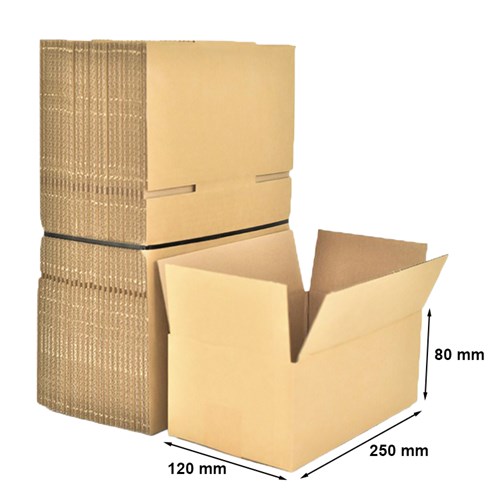 Kartony klapowe 250x120x80mm Fala B400, pakiet 50szt