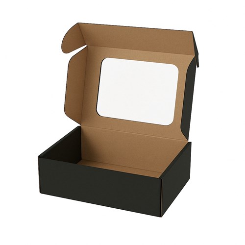 Czarne pudełko z okienkiem 150x150x50 mm