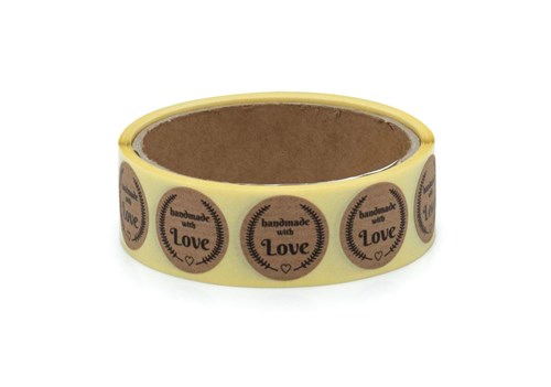 Naklejki okrągłe Kraft Handmade with Love - wzór 1