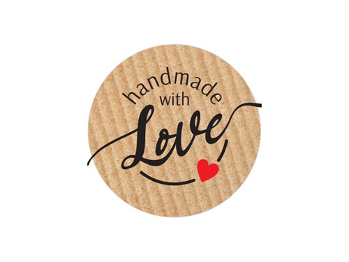 Naklejki okrągłe Kraft Handmade with Love - wzór 2