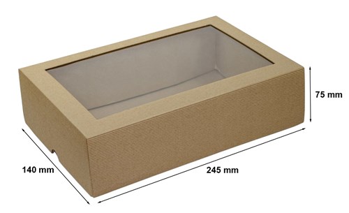 Pudełko karbowane wieczkowe 245x140x75mm z oknem