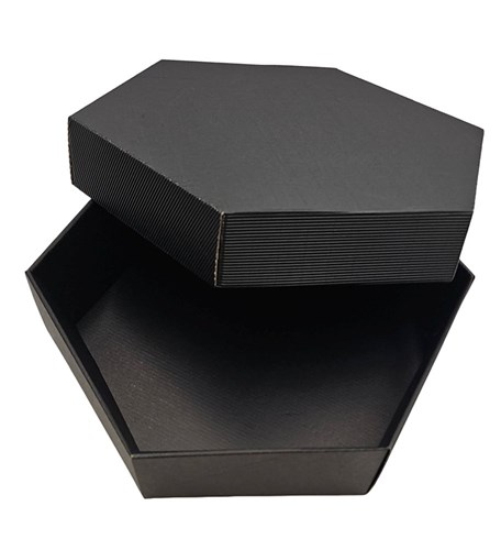 Pudełko karbowane czarne 6-kątne 380x380x90mm