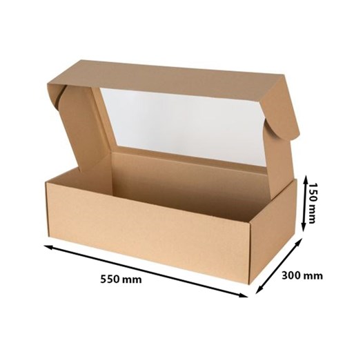 Pudełko ozdobne EKO brąz z oknem 550x300x150mm