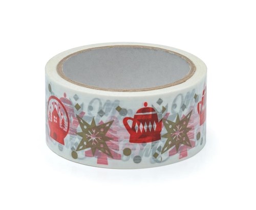 Taśma Świąteczna "Merry Christmas" Złoto-Czerwona 45mm/50m