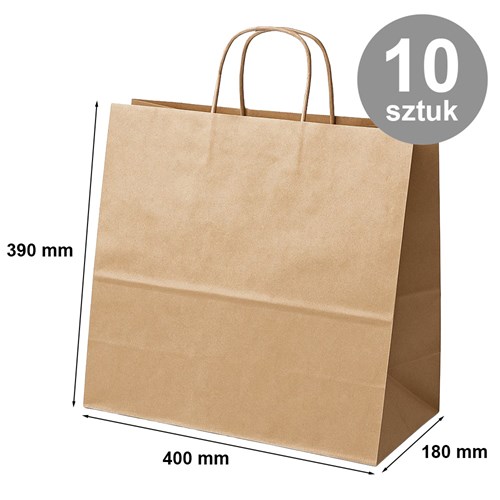 Pakiet - Torba 400x180x390 BRĄZOWA GŁADKA 10 szt