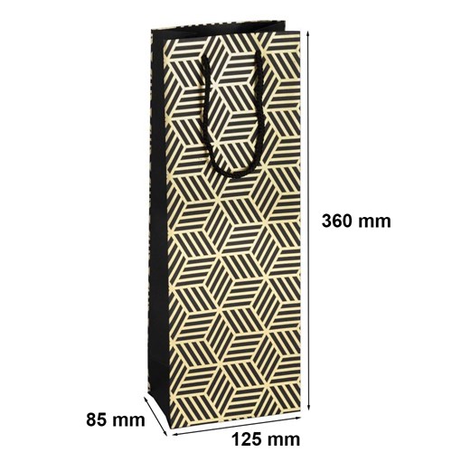 Torebka czarno-złota na butelkę wina 125x85x360mm K-421 SCZ