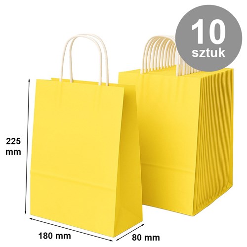 Pakiet - Torba papierowa na prezent 180x80x225 / ŻÓŁTA 10 szt