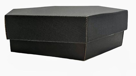 Pudełko karbowane czarne 6-kątne 380x380x90mm