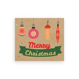 Naklejki Kraft 35x40mm Merry Christmas +Bombki, 200szt.