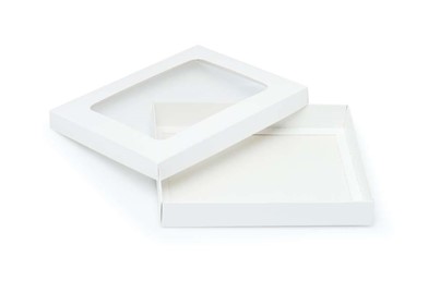 Pudełko ozdobne płaskie białe 195x155x30mm z oknem