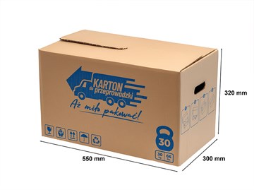 Mocny karton przeprowadzkowy 550x300x320 mm EB580 z uchwytem 5 warstw