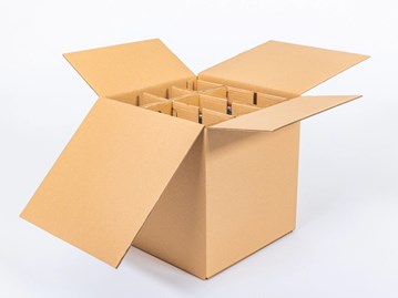 Karton klapowy 353x342x370 mm – transportowy karton na 9 butelek