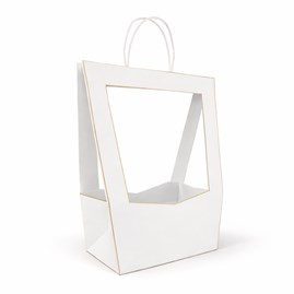 Torba prezentowa na kwiaty 120x100x350 mm biała
