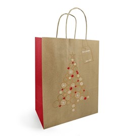 Torba świąteczna ozdobna KRAFT 260x120x320mm CHOINKA