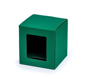 Zielone pudełko z okienkiem na kubek 105x105x112mm