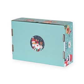 Pudełko świąteczne 310x220x98mm zima zwierz. F427