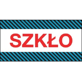 Etykiety UWAGA SZKŁO - NIEBIESKIE PASKI  100szt