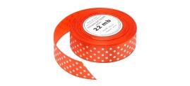 Wstążki Satynowe w Kropki Pomarańcz 25mm/22m