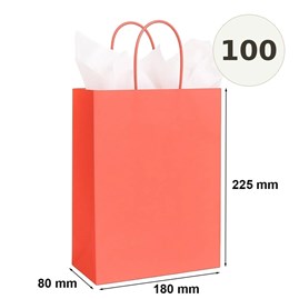 torebka papierowa jasna czerwona 180x80x225 mm 100 sztuk