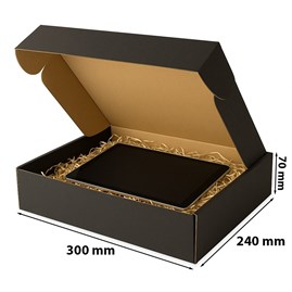 Pudełko Prezentowe Ozdobne Czarne 300x240x70mm (zewnętrzny) Fasonowe