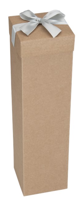 Pudełko K-867 EKO brązowe na wino kokarda Srebrna