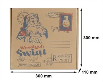 Karton fasonowy kraftowy z nadrukiem świątecznego listu, idealny do pakowania prezentów.