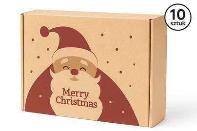 pudełko świąteczne, karton fasonowy, pudełko Mikołaj, pakiet 10 sztuk, opakowanie prezentowe