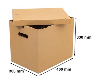Mocny karton przeprowadzkowy z wiekiem 400x300x330mm(zew) B470 GRUBY