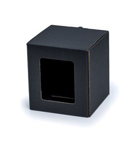 Karton na kubek czarne z okienkiem 105x105x112mm karbowany