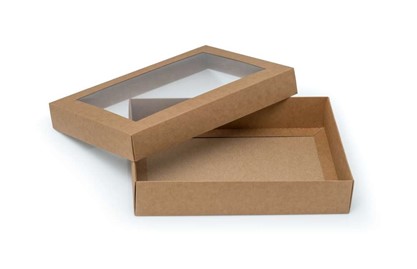 Pudełko ozdobne płaskie kraft 260x180x50mm z oknem