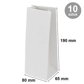 Torba papierowa KLOCKOWA  80x65x190 / BIAŁA 10szt