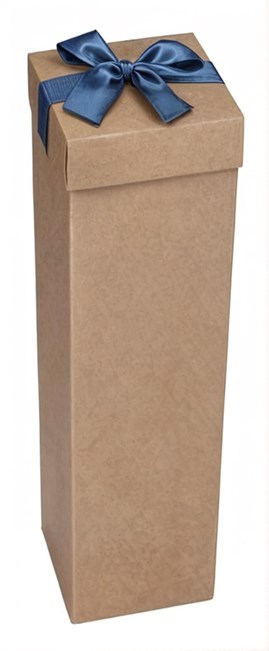 Pudełko K-867 EKO brąz na wino kokarda Niebieska