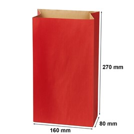Torebka fałdowa KRAFT RED 160x270+80mm