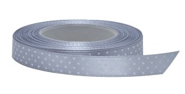 Wstążka Satynowa w Kropki Srebrna 25mm / 22m