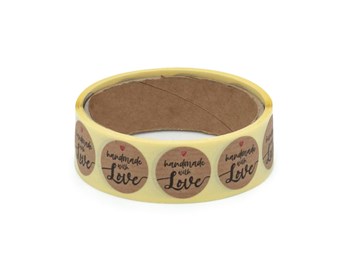 Naklejki okrągłe Kraft Handmade with Love - wzór 3