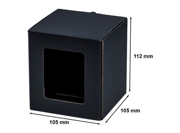 Karton na kubek czarne z okienkiem 105x105x112mm karbowany