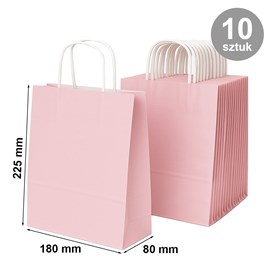 Pakiet - Torba papierowa na prezent 180x80x225 / PASTELOWY RÓŻ. 10 szt