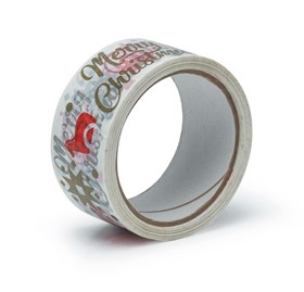 Taśma Świąteczna "Merry Christmas" Złoto-Czerwona 45mm/50m