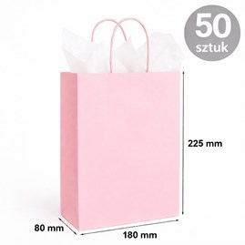 Torba papierowa kraft jasny różowy 180×80×225 mm 50 sztuk