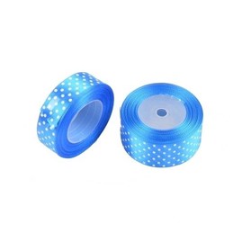 Wstążka satynowa kropki 12mm niebieska 22m WSK6107