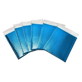 Niebieskie koperty bąbelkowe z powłoką metaliczną