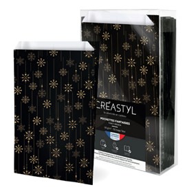 Torebka fałdowa Czarna ŚNIEŻKI 240x410+75mm