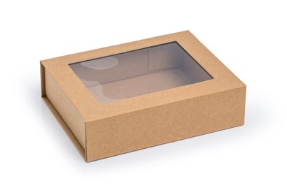 Pudełko Magnetyczne Kraft z Okienkiem 200x150x55mm (zew) B6 Prezentowe