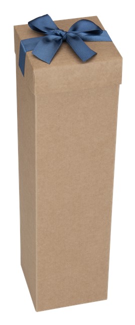 Pudełko K-867 EKO brąz na wino kokarda Niebieska